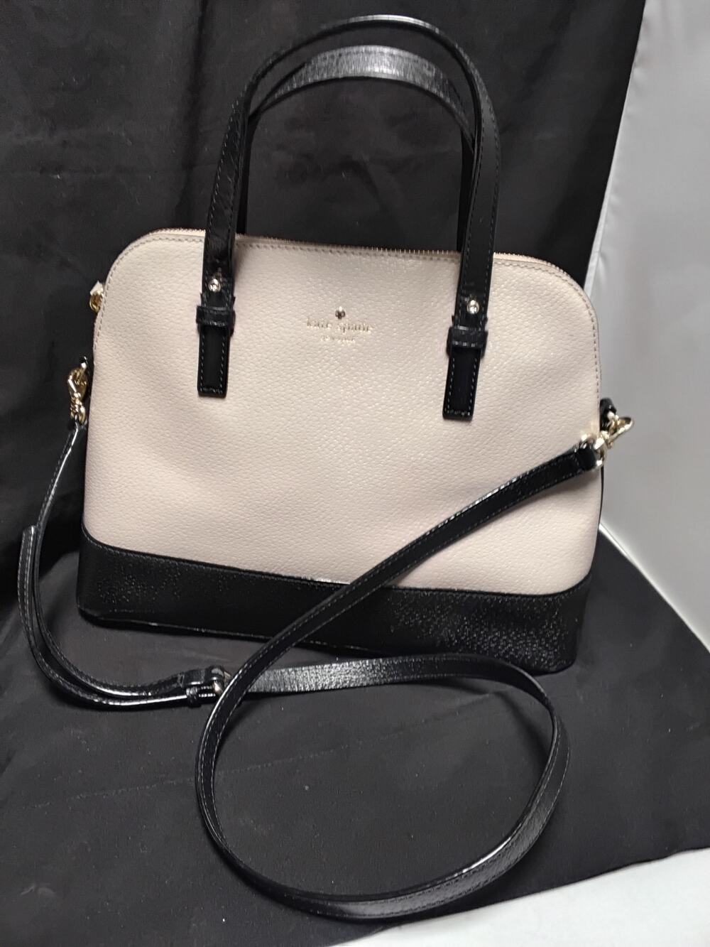 Kate Spade New York Grove Street Domed Handle Satchel Crossbody Black & Ecru